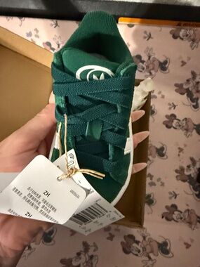 adidas Kids Dark Green Campus 00s Sneakers with White Stripe